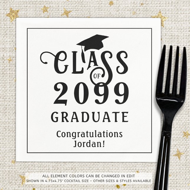 Graduation Stylish Class Year Custom Colors Napkins (Creator Uploaded)