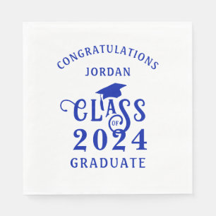 Graduation Stylish Royal Blue Class Year Napkins