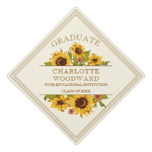 Graduation Sunflowers Floral Class Of 2022 Graduation Cap Topper