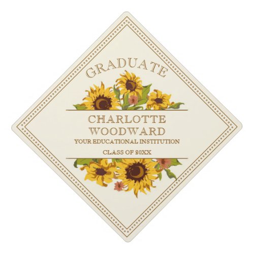 Graduation Sunflowers Floral Class Of 2022 Graduation Cap Topper