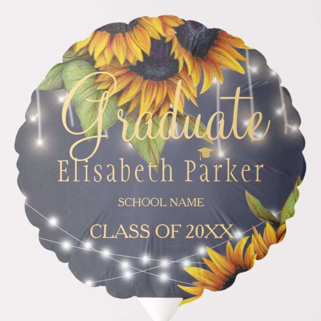 Graduation | Sunflowers rustic chalkboard party Balloon (Front)