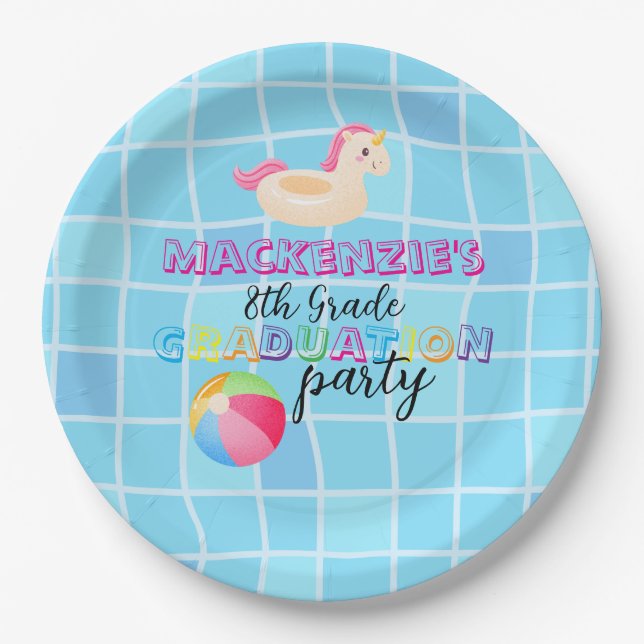Graduation Swim Party Paper Plates (Front)