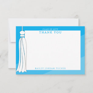 Graduation Tassel Sky Blue Ombre Thank You