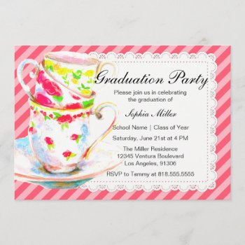 Graduation Tea Party Invitation by party_depot at Zazzle