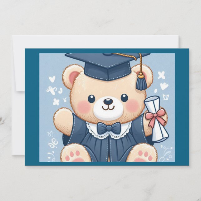  "Graduation Teddy Bear Delight" Invitation (Front)