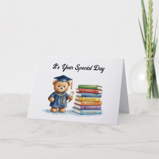 Graduation Teddy Bear Greeting Card (Front)
