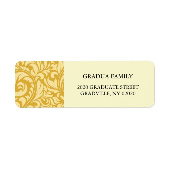 Graduation Template Golden Yellow Formal Label (Front)