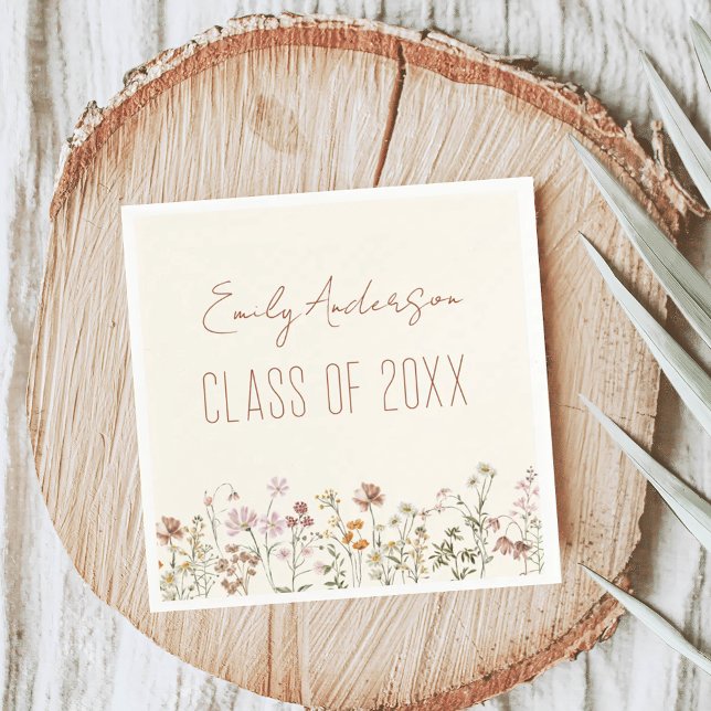 Graduation Terracotta Wildflower Boho Grad Napkins (Creator Uploaded)