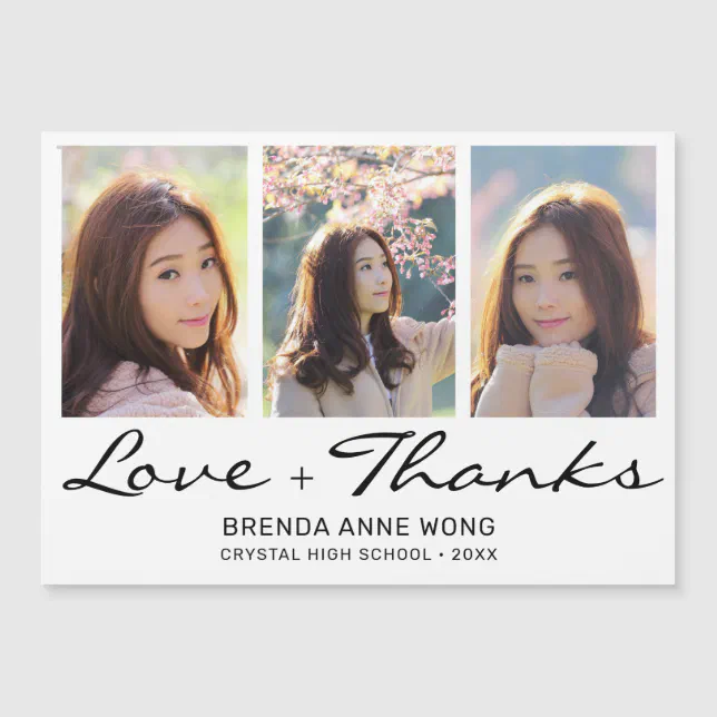 Graduation Thank You 3 Photo Collage Black Script | Zazzle