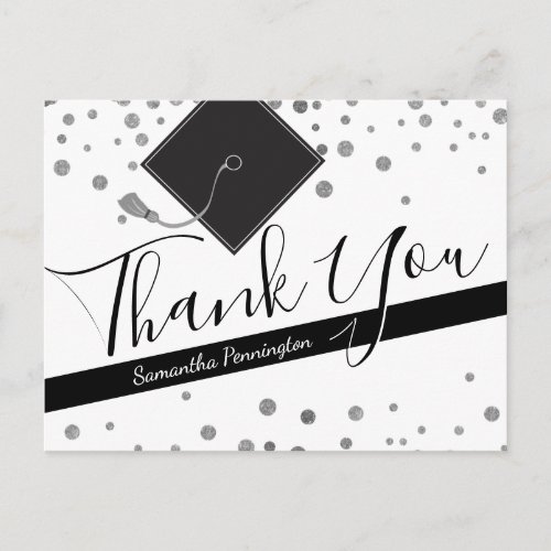 Graduation Thank You Any Year Black and White Postcard