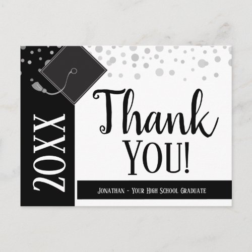 Graduation Thank You Any Year Confetti White Postcard