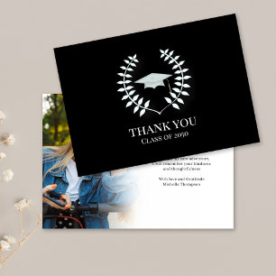 Graduation Thank You Black and White Card