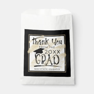 Graduation Thank You Black Gold Hand Lettered Favor Bag