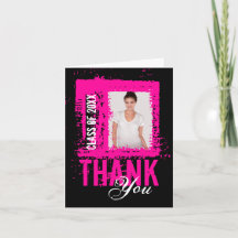 Graduation Thank You Blank Card Add Photo Pink