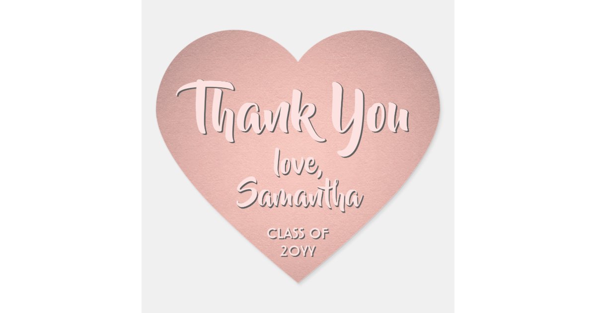 Graduation Thank You Blush Pink Rose Gold 2020 Heart Sticker