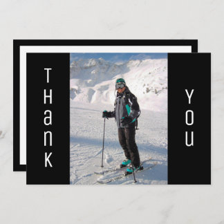 Graduation Thank You Bold Black & White Grad Photo Announcement