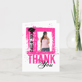 Graduation Thank You Card Add Photo Pink