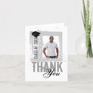 Graduation Thank You Card Add Photo White