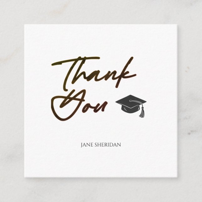 Graduation Thank You Card Black Font Bold Minimal (Front)