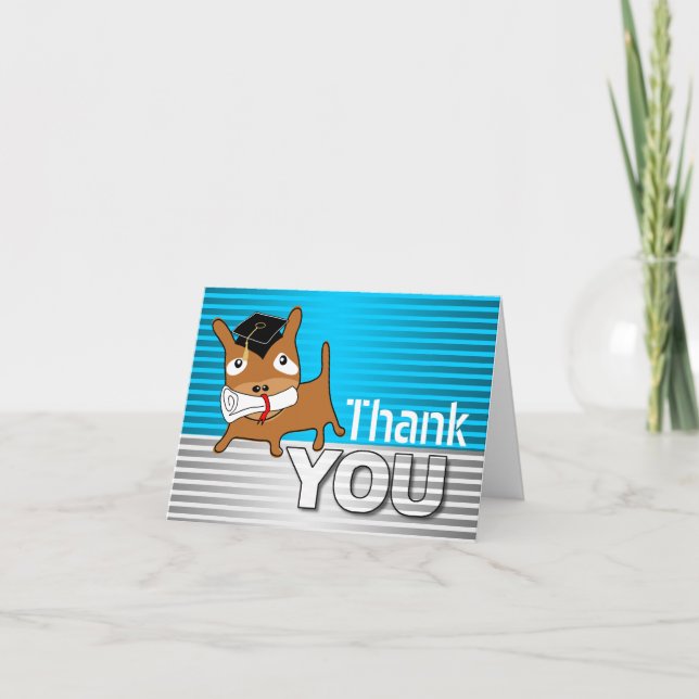 Graduation Thank You Card Dog Blue (Front)