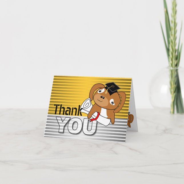 Graduation Thank You Card Dog Orange (Front)