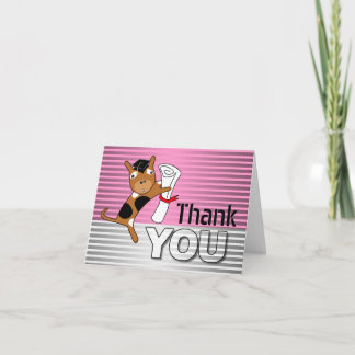 Graduation Thank You Card Dog Pink