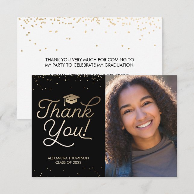 Graduation Thank You Card - Photo, Message (Front/Back)