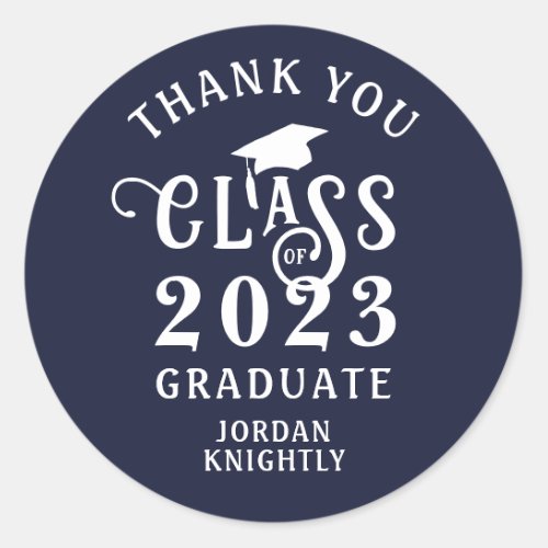 Graduation Thank You Class Year Custom Color Class Classic Round Sticker