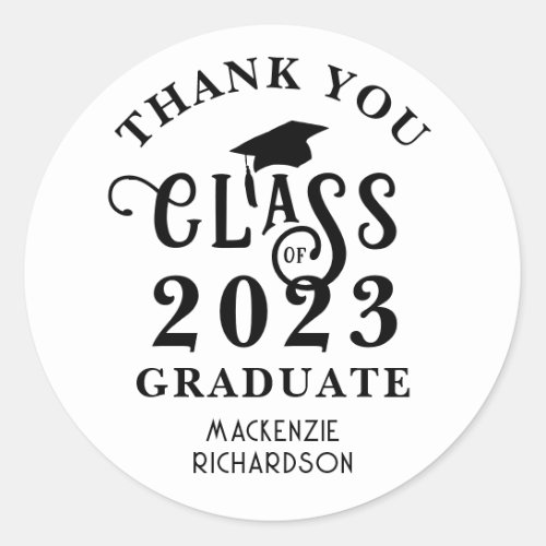 Graduation Thank You Class Year Custom Color Classic Round Sticker