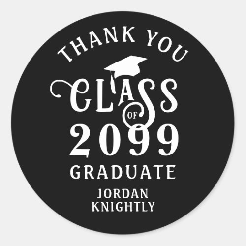 Graduation Thank You Class Year Custom Color Classic Round Sticker