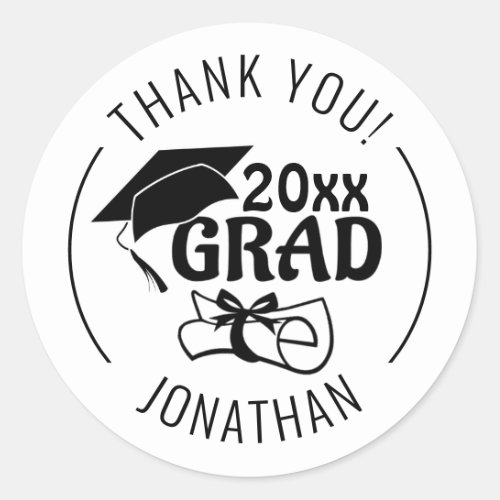 Graduation Thank You Class Year GRAD Personalized Classic Round Sticker