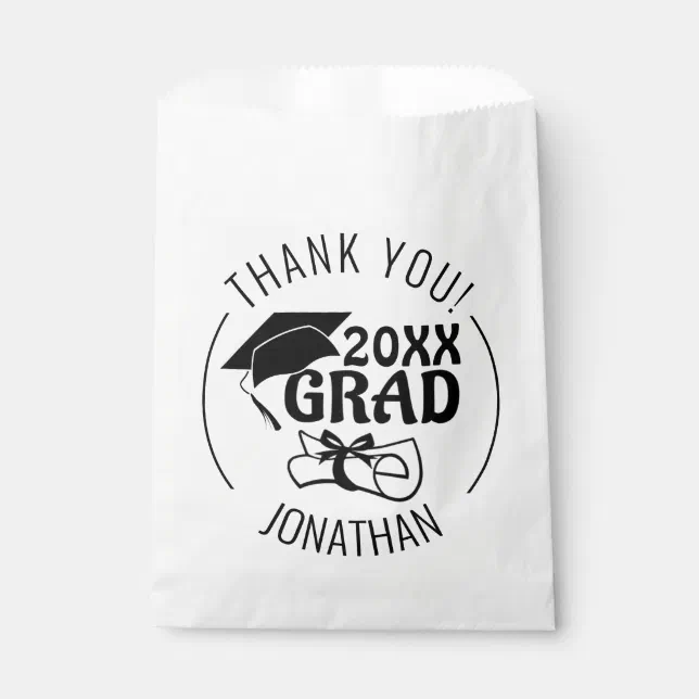 Graduation Thank You Class Year GRAD Personalized Favor Bag | Zazzle