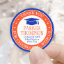 Graduation Thank You Elegant Modern Orange & Blue Classic Round Sticker