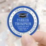 Graduation Thank You Elegant Royal Blue and White Classic Round Sticker