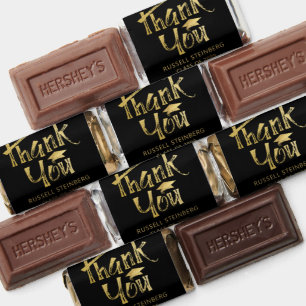 Graduation Thank You Faux Gold Brushstroke Cap Hershey's Miniatures