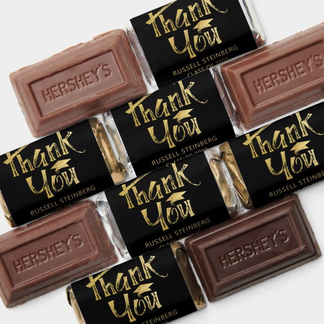 Graduation Thank You Faux Gold Brushstroke Cap Hershey's Miniatures (Assorted)