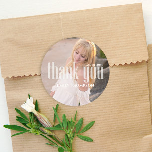 Graduation Thank You Favor Custom Photo Round Classic Round Sticker