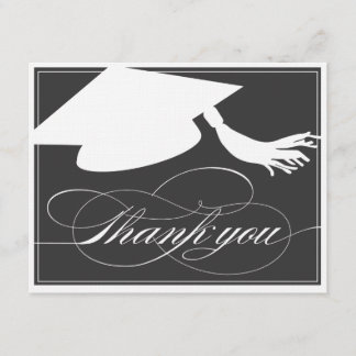 Graduation Thank You Flat Note Card | Black