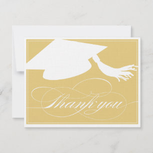 Graduation Thank You Flat Note Card Gold