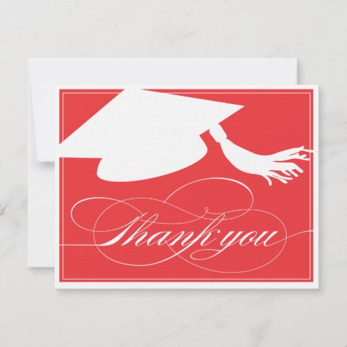 Graduation Thank You Flat Note Card  Red