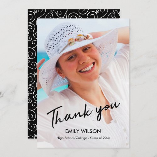 Graduation Thank You Grad Photo Chic Pattern Announcement