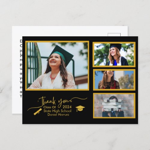 Graduation Thank you Modern Calligraphy Photo  Postcard