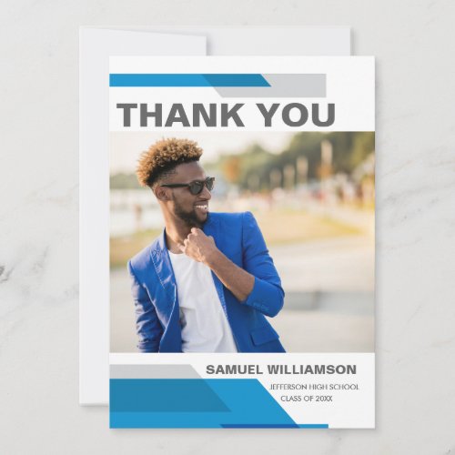 Graduation Thank You Modern Geometric Grad Photo Announcement