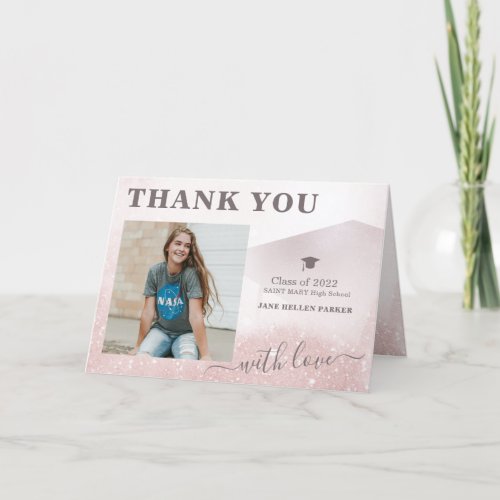 Graduation thank you modern girly rose gold PHOTO