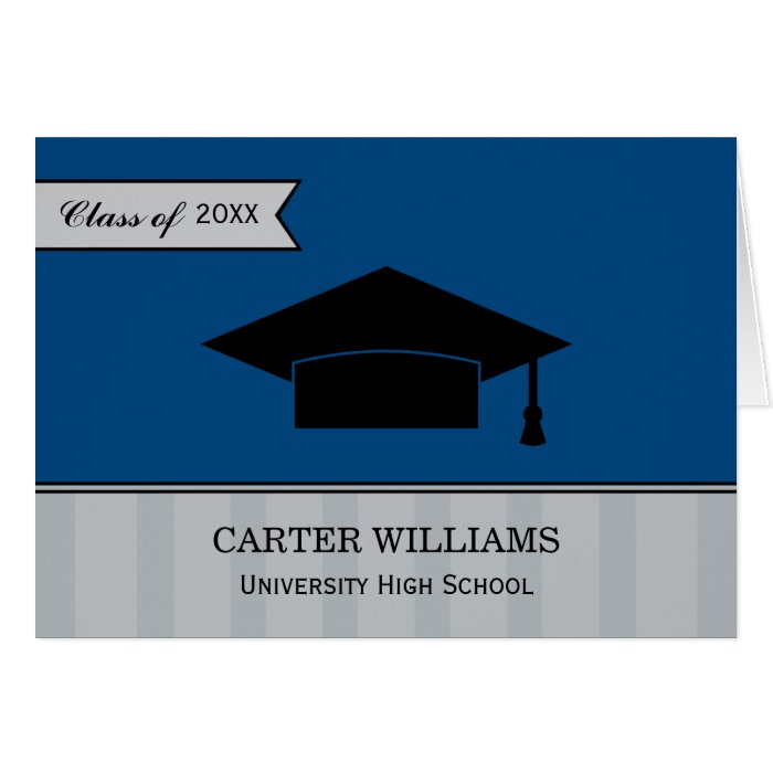 Graduation Thank You Note Cards  Navy Blue Gray