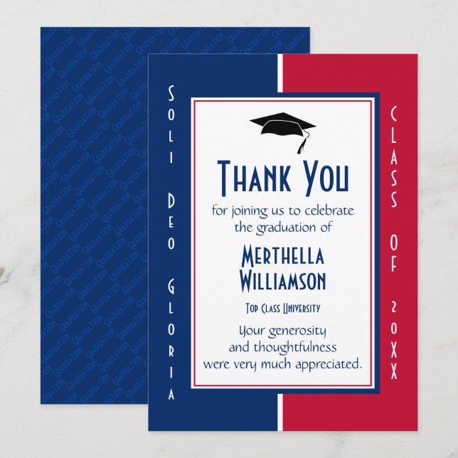 GRADUATION THANK YOU Personalized Christian Invitation (Front/Back)