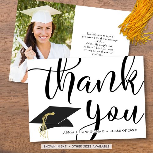 Graduation THANK YOU Photo Script Grad Cap