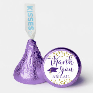Graduation Thank You Purple Gold Confetti Script Hershey®'s Kisses®