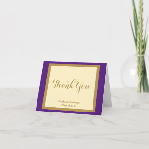 Graduation Thank You, Purple & Gold Personalized Thank You Card