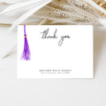 Graduation Thank You Purple Tassel Card<br><div class="desc">Simple graduation theme thank you card with blank space to write hand written messages in the middle. There is an illustration of a purple tassel on the side.</div>
